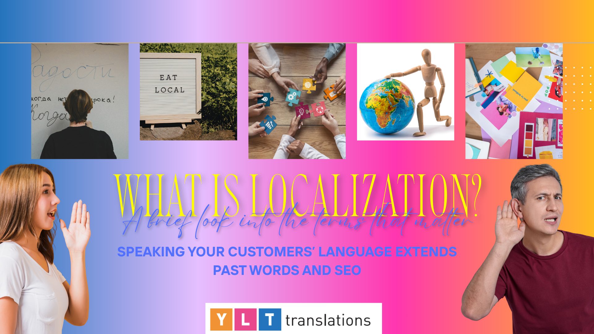 what is localization? images showing the different types of translation services